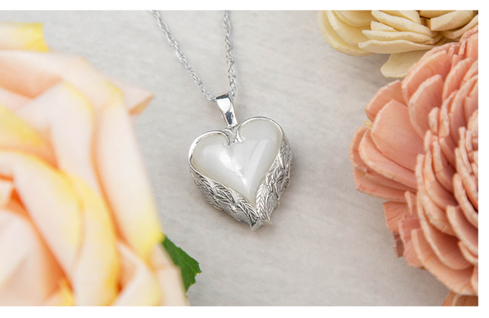 Angel Wings Heart Cremation Jewelry